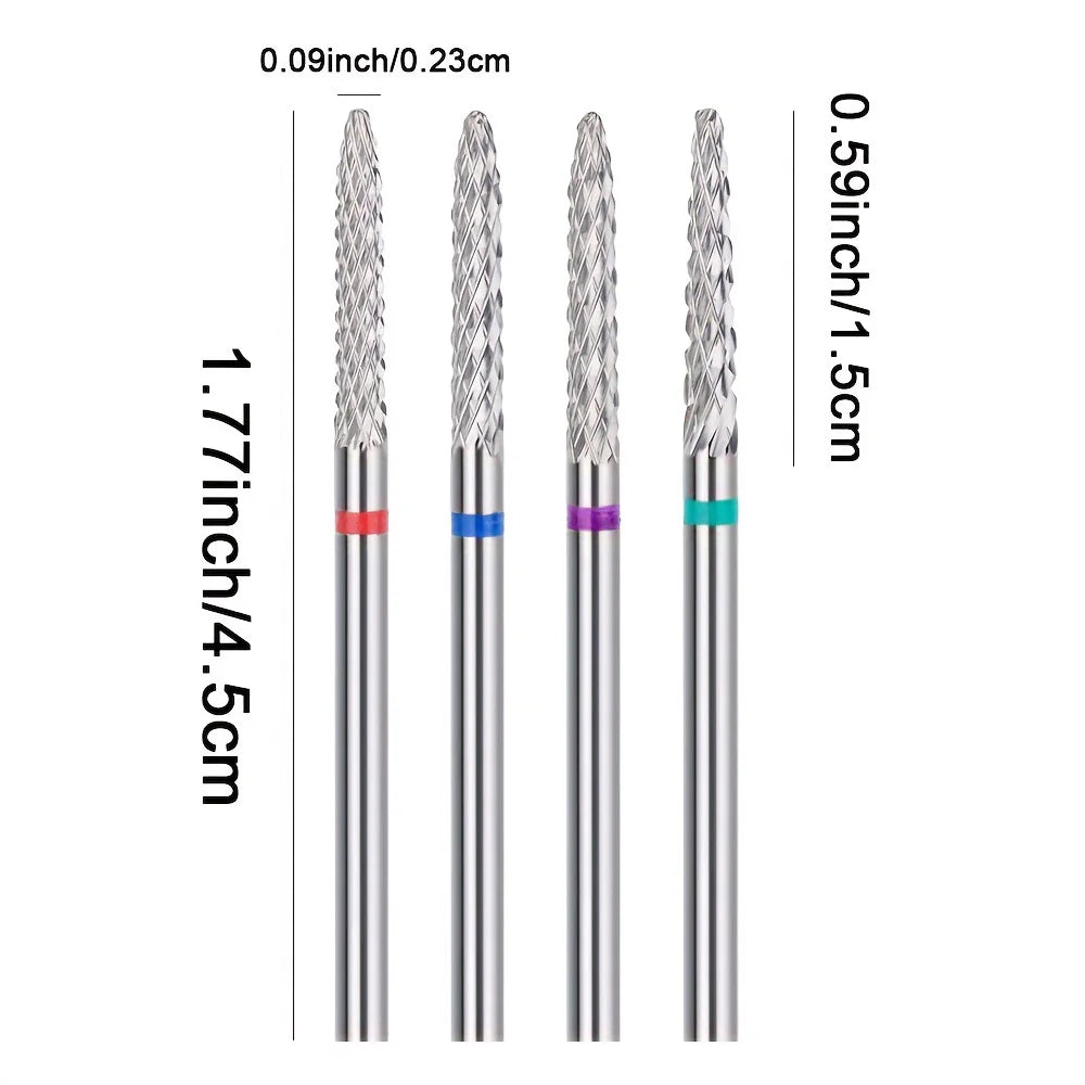 3/32 Tungsten Steel Carbide Nail Drill Bit for Acrylic Gel Nails Polishing Electric File Grinding Bits Cutter Burr Vue
