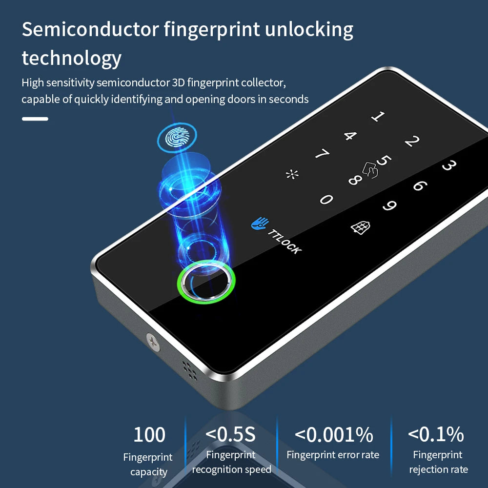 TTLOCK MJ02 Fingerprint Access Control Door System Opener Nfc Bluetooth Electric Gate Metal Keypad 13.56Mhz RFID Card Waterproof Vue