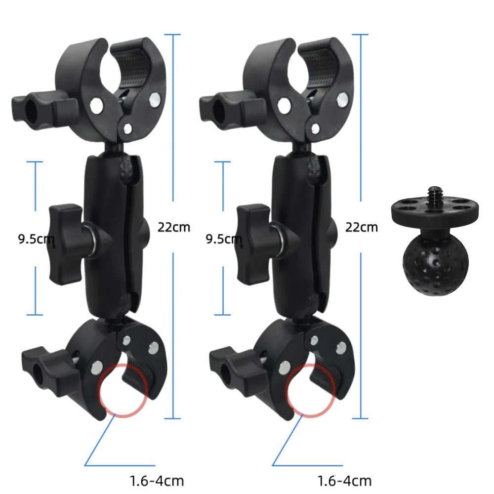 Double Head Clamp Kit For Insta360 X5 X4 X3 Motorcycle Bicycle Double Clip Bracket for GoPro 13 12 Action Camera Accessories Vue Set 5