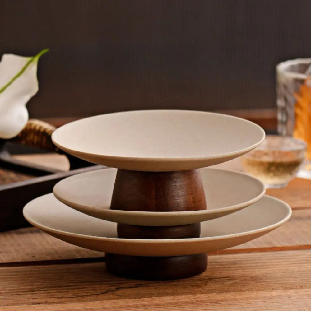 Kitchen Organizer Ceramic Storage Tray Durable Wooden Dessert Tray Reusable Simple Fruit Plate Commercial Vue
