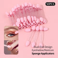 50Pcs Dual-End Sponge Eyeshadow Applicators, Reusable Blending Sticks for Eyeshadow & Nail Art Powder Rubbing Vue Pink
