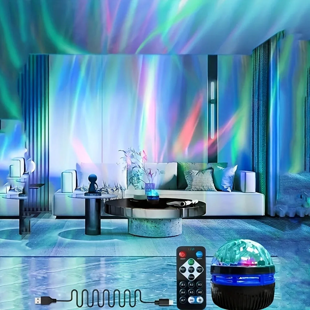 USB Galaxy Projector Aurora 5V Night Light 360° Rotating GB Colorful NightLights with Remote Control for Home Theater Room Deco Vue