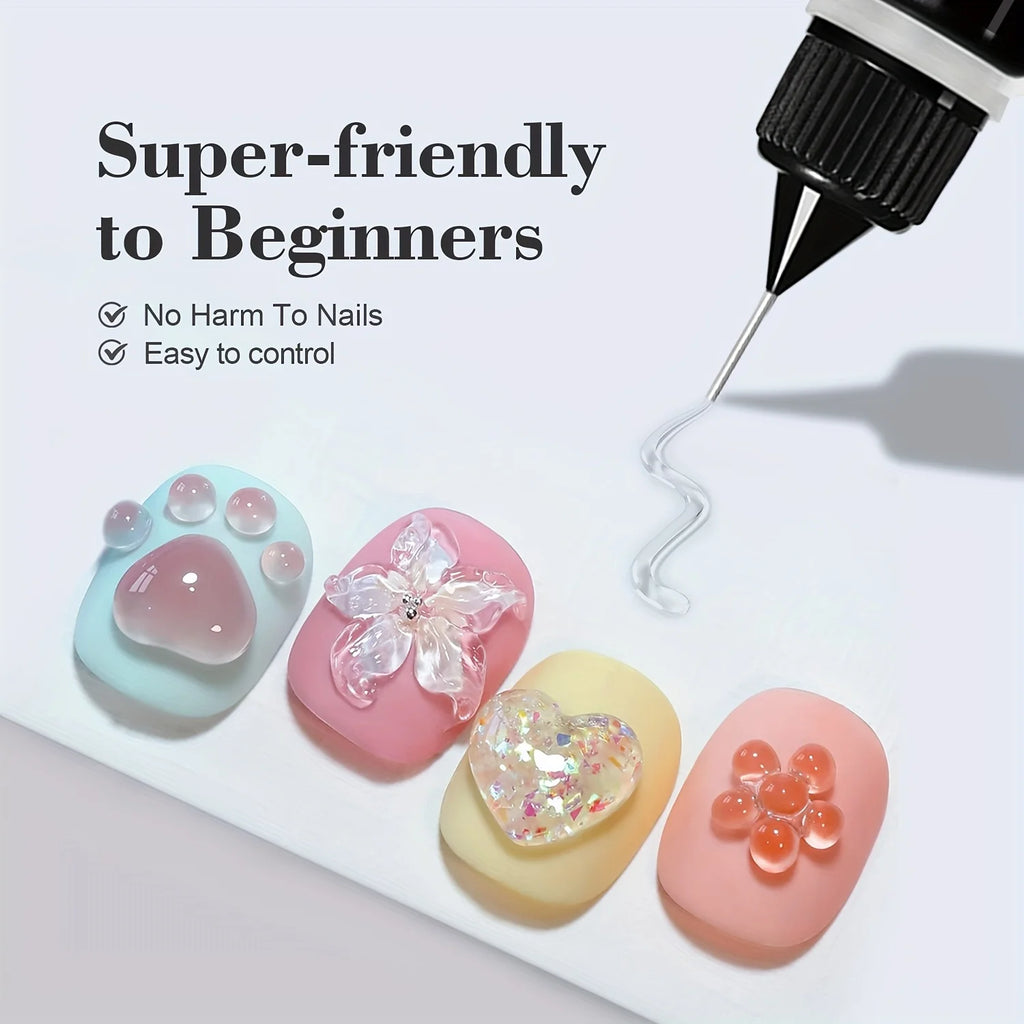10g 3D Nail Art Gel, UV Curing Floral Design, Creative Flower Butterfly Cartoon Patterns, Manicure Gel Mold, Nail Decoration Vue
