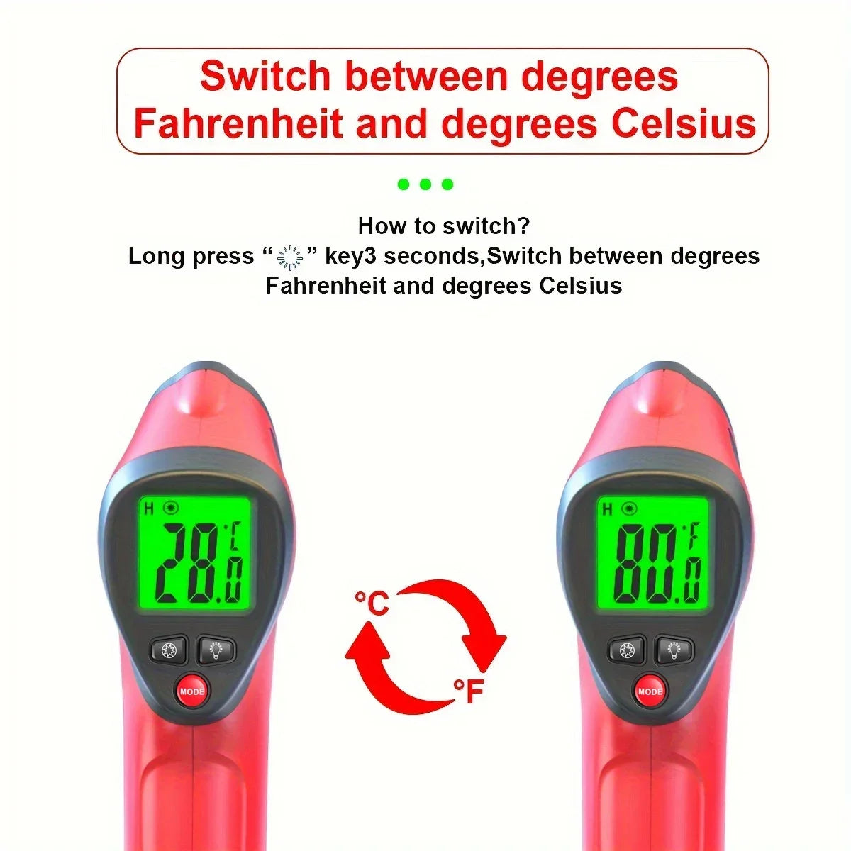 DT500 Infrared Thermometer Gun -50~550°C Non-contact Laser with 12:1 D:S, Adjustable Emissivity & LCD Backlit and Laser Aiming Vue