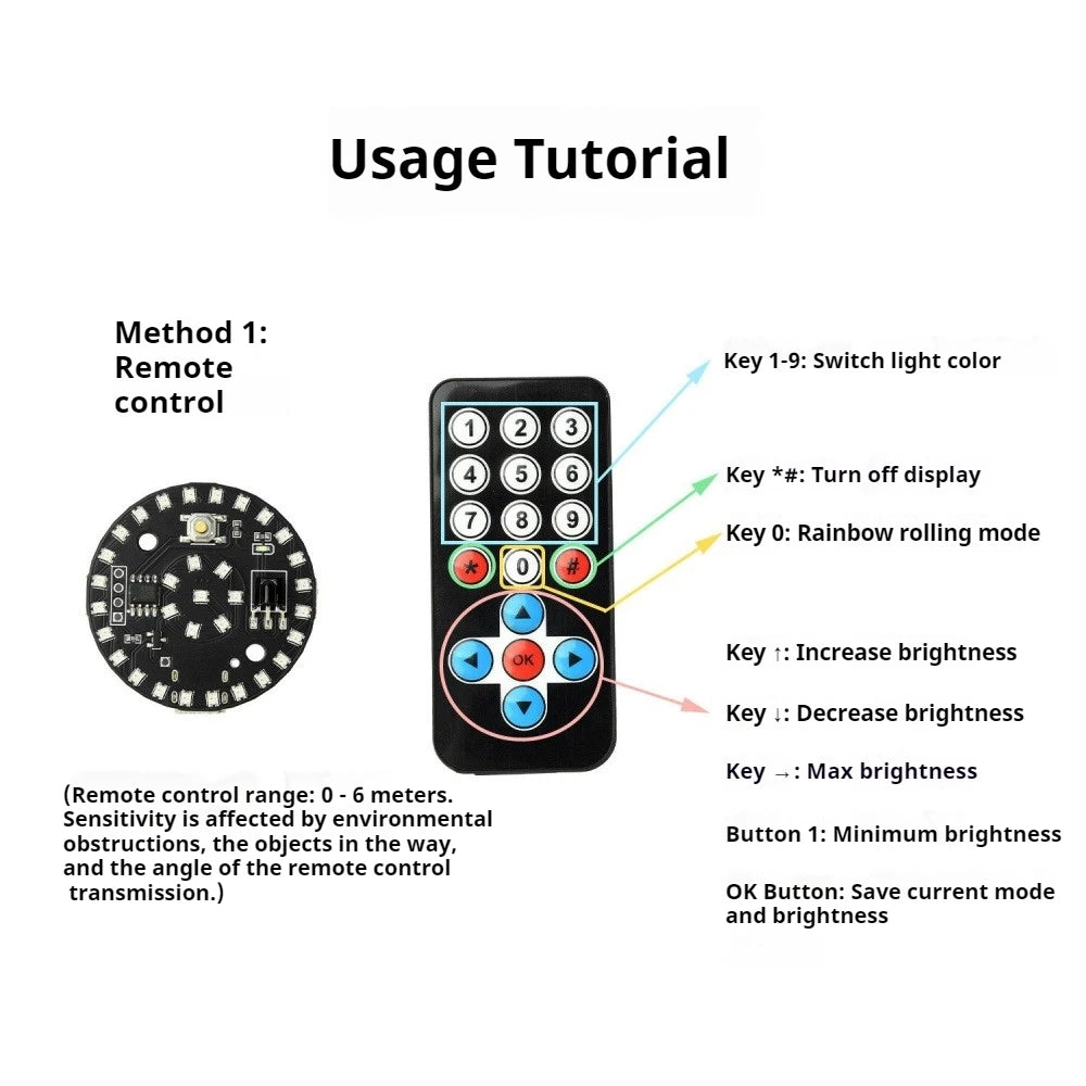 Infrared Remote LED Light 9 Constant-On Modes+1 Color-Changing Scroll Mode DIY Model Light Night Light Infrared LED Light Module Vue Default Title