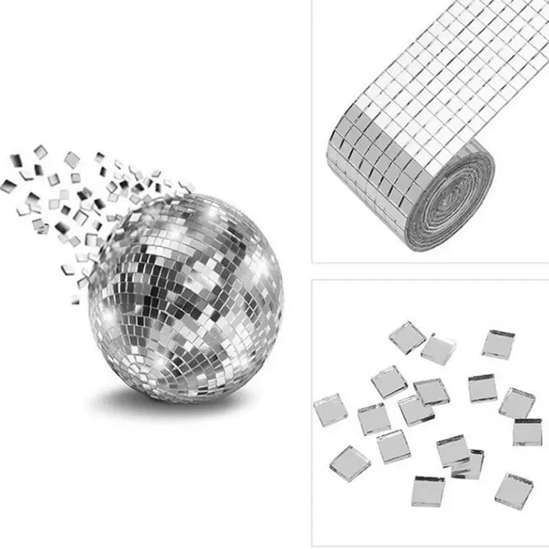 5x5mm Grid 4X120cmSelf-Adhesive Square Glass Mosaic Tiles Sliver Mirror Mosaic Sheet DIY Supplies Home Decor Solution Vue