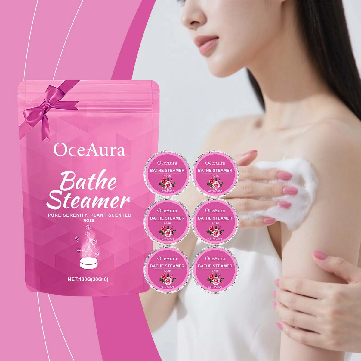 Bath Steam Aromatherapy Tablets - Rose Scented Aromatherapy for Bathing, Gently Cleanses and Comforts the Body Skin Vue