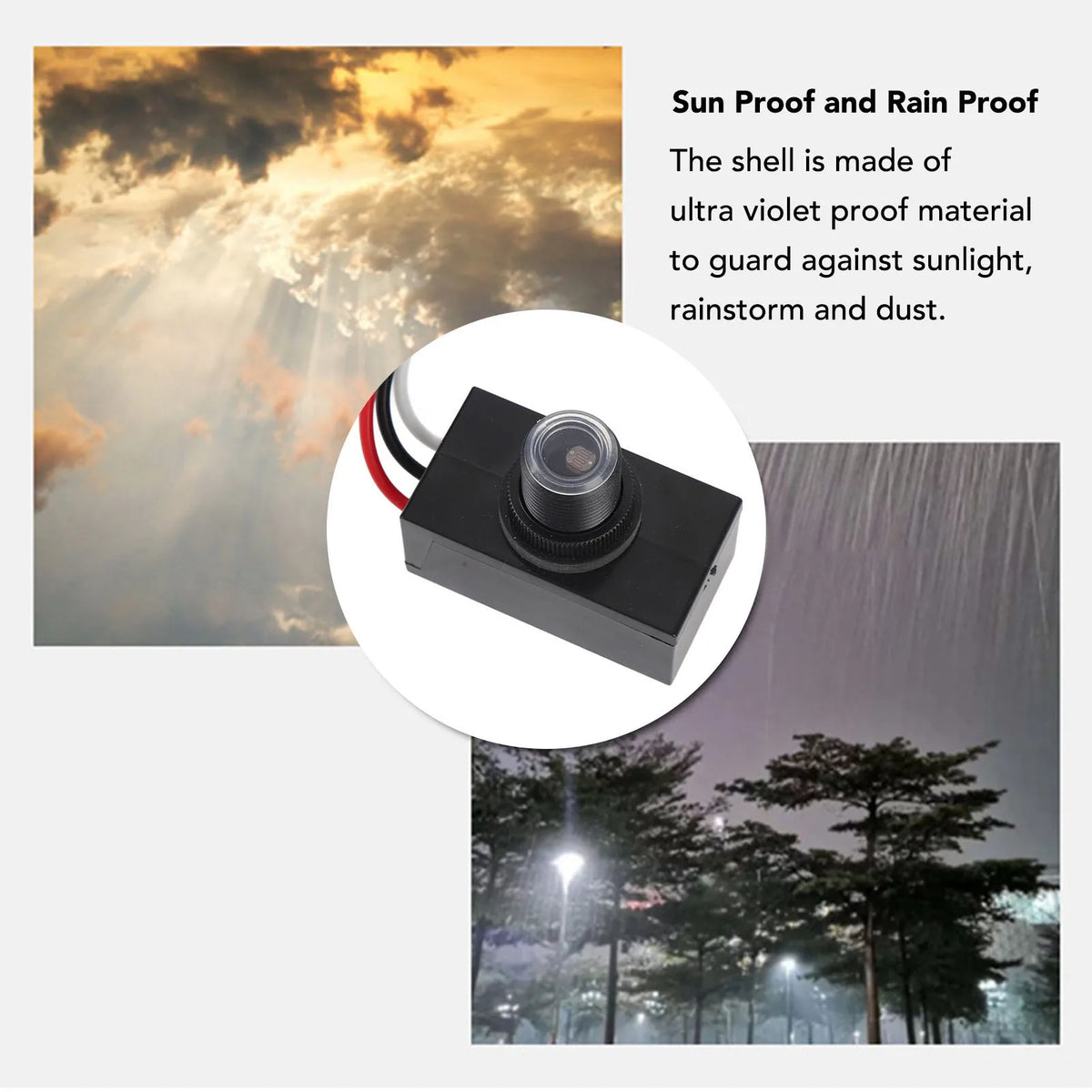 Photocell Light Sensor IP65 Proof Level Multifunctional Compact Outdoor Photoelectric Light Control Photocell Sensor Vue
