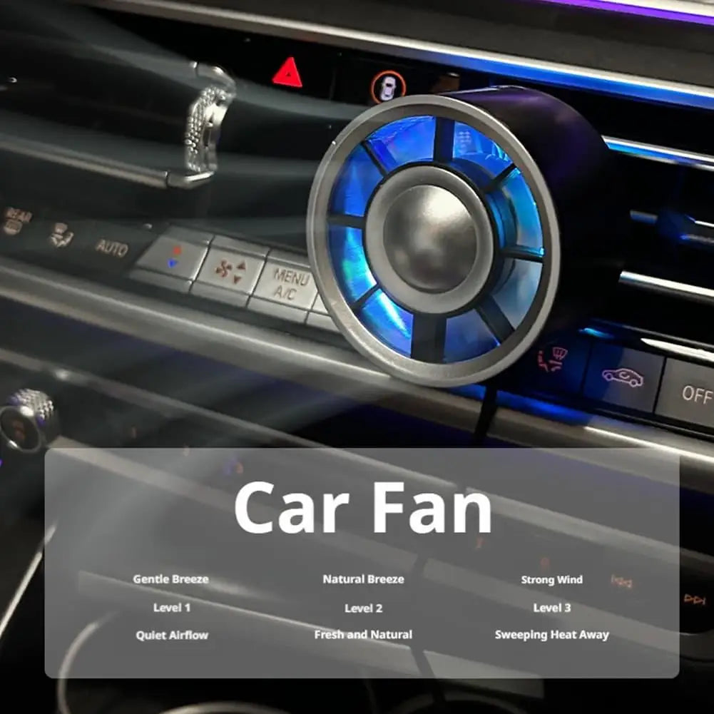 Powerful Wind Car Air Outlet Aromatherapy Fan Colorful Car Air-conditioning Truck Clip Small Fan 2026 USB Charging Mini Car Fan Vue
