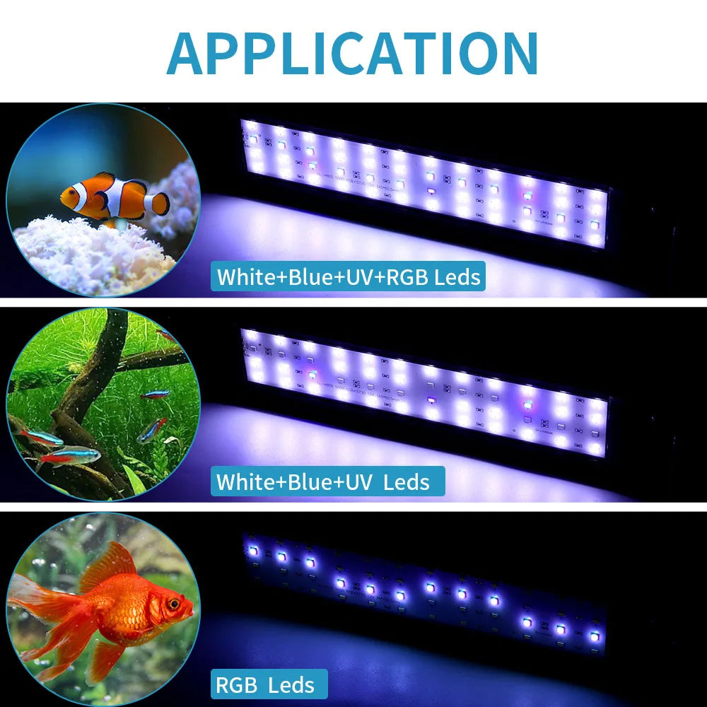 Fish Tank Water Grass Light LED Aquarium Bracket Lights Three Modes Lighting Timer Dimmable Full Spectrum Coral Plant Grow Lamp Vue