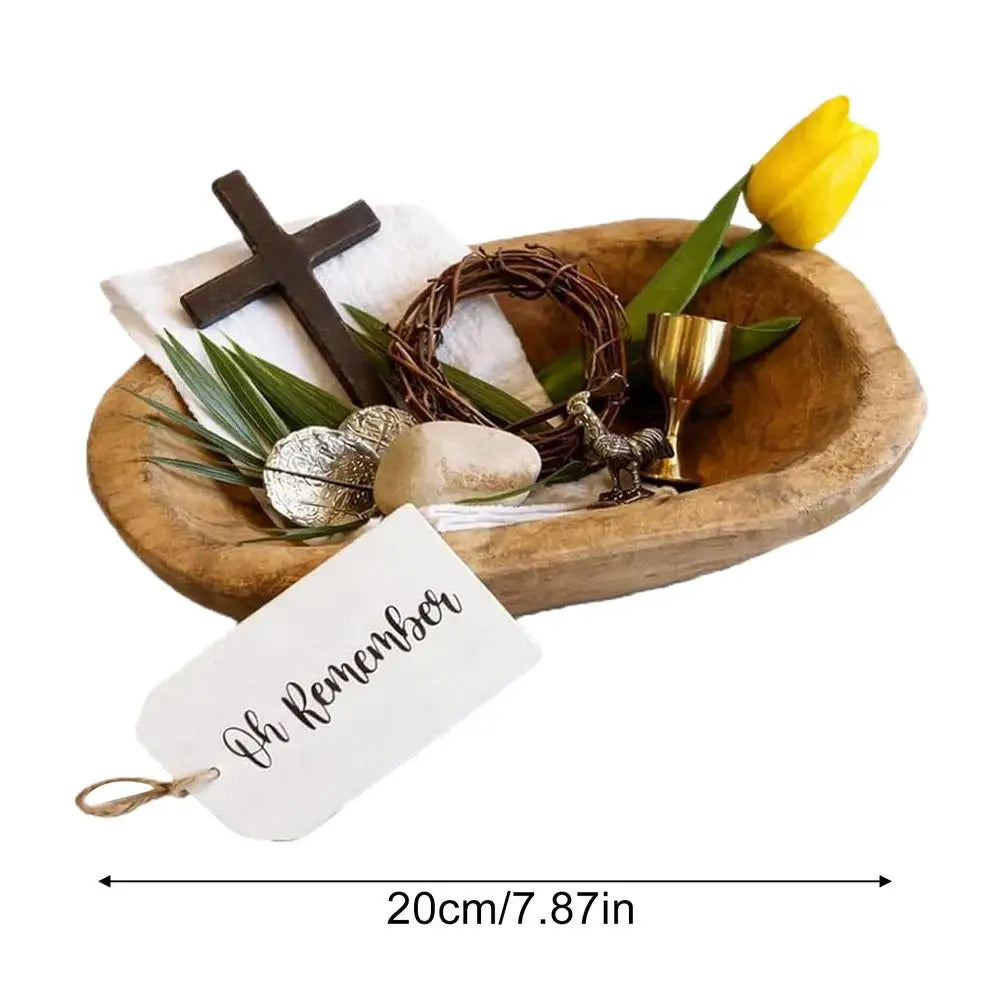Easter Decor Tray Wooden Natural Prayer Bowl Religious Keepsake Collection for Thanksgiving Holiday Birthday Party Offices Home Vue wood