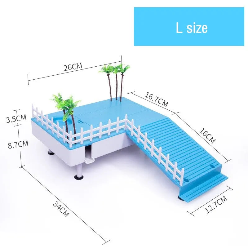 Reptile Tortoise Terrace Turtle Tank Floating Basking Platform Turtle Pier Terrapin Dock Reptile Ramp Platform with Water Pump Vue L