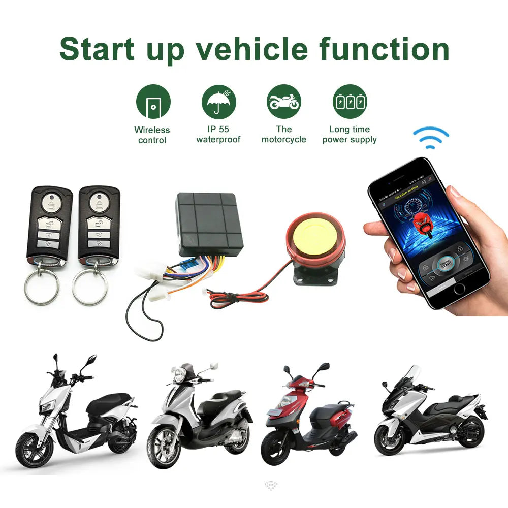 12V Motorcycle Waterproof High Power Alarm System With Remote Controller Motorbike Security Warning Smartphones Contr Vue Default Title