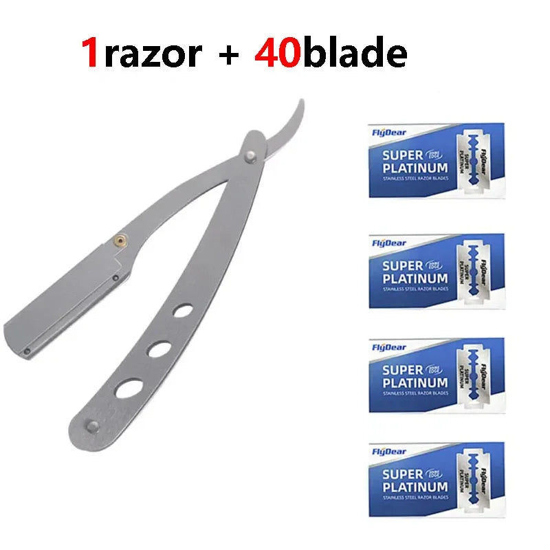 Professional Manual Shaver Barber Razor Edge Stainless Steel Shaver Shave With Blade Men Straight Folding Shaving Vue M291 1razor 40 blade