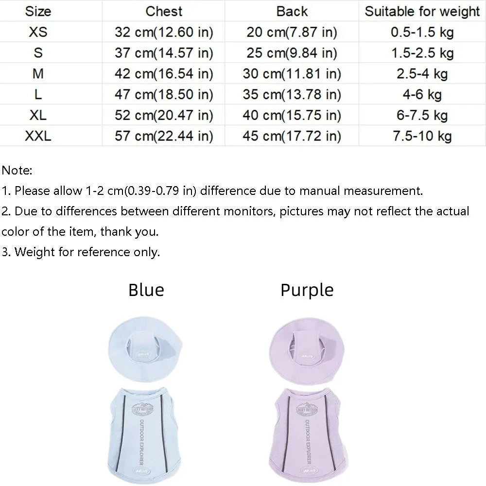 Breathable Pet Sun Protection Clothes with Sun Hat Letter Print Cat Cooling Vest Thin Reflective Trim Pet Sleeveless Hoodie Vue