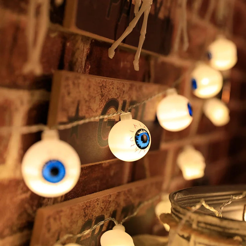 Halloween Eyeball Led String Lights Indoor Atmosphere Christmas Decoration Girl Room Battery Lights Outdoor Waterproof Outdoor Vue