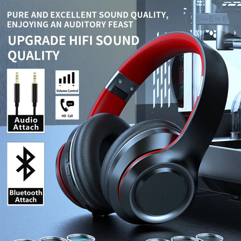 Wireless Bluetooth 5.0 Headphones – Mic, TF Card & Display Wireless Over-Ear Headphones Vue