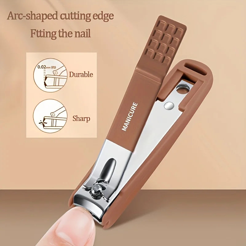 1pc Anti-Splash Nail Clipper for Thick Toenails & Fingernails - Curved Blade, Wide Mouth Design, Splash-Proof Ergonomic Handle - Vue