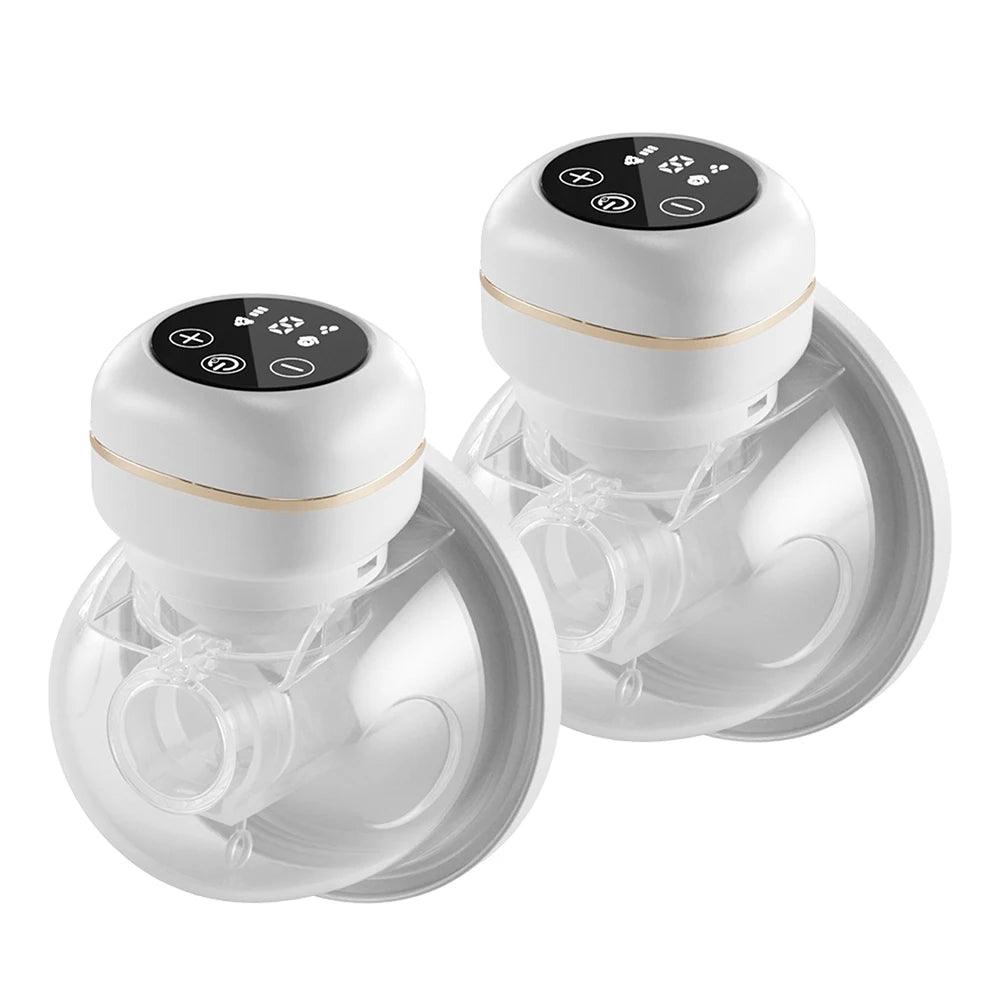 2pcs Wearable Breast Pump Portable Electric Breast Pump Hands Free Low Noise Milk Puller with 26mm Silicone Flange Vue