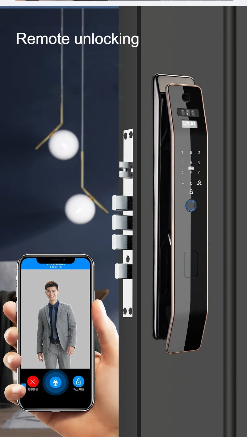 Tuya WiFi 3D Face Recognition Digital Fingerprint Lock APP Remote Unlock Code Keyless Smart Door Lock Vue