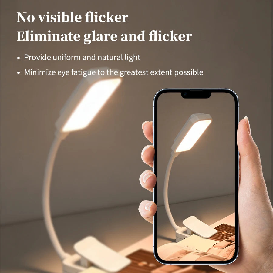 3 Color LED Night Light Rechargeable Book Reading Light Lamp for Reading in Bed Eye Caring Adjustable Brightness Temperatures Vue