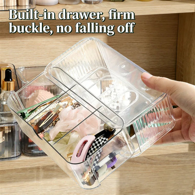 Drawer Type Cosmetics Storage Box Stackable Makeup Brushes Comestic Tools Organizer Desk & Drawer Organizer for Makeup Tools Vue
