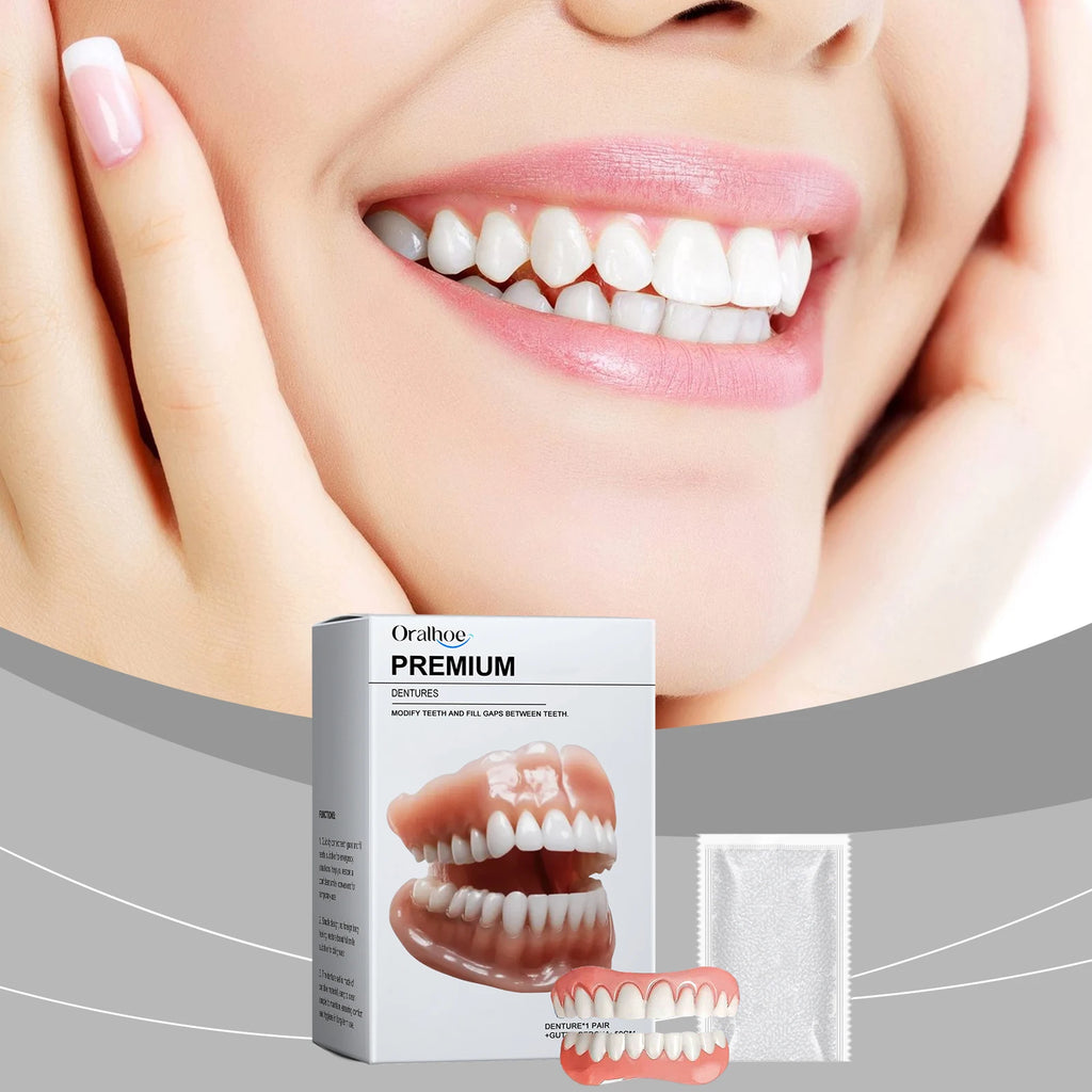 Denture Set - enhances smile aesthetics, made of comfortable material, dentures for a natural smile Vue