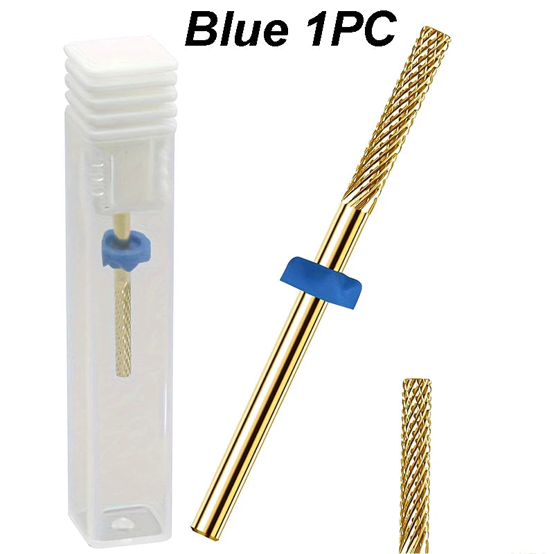 1/2PCS Silver Gold Professional Carbide Nail Drill Bits Cuticle Drill Bits Electric Cuticle Remover For Nail Cleaning Manicure Vue Golden 01