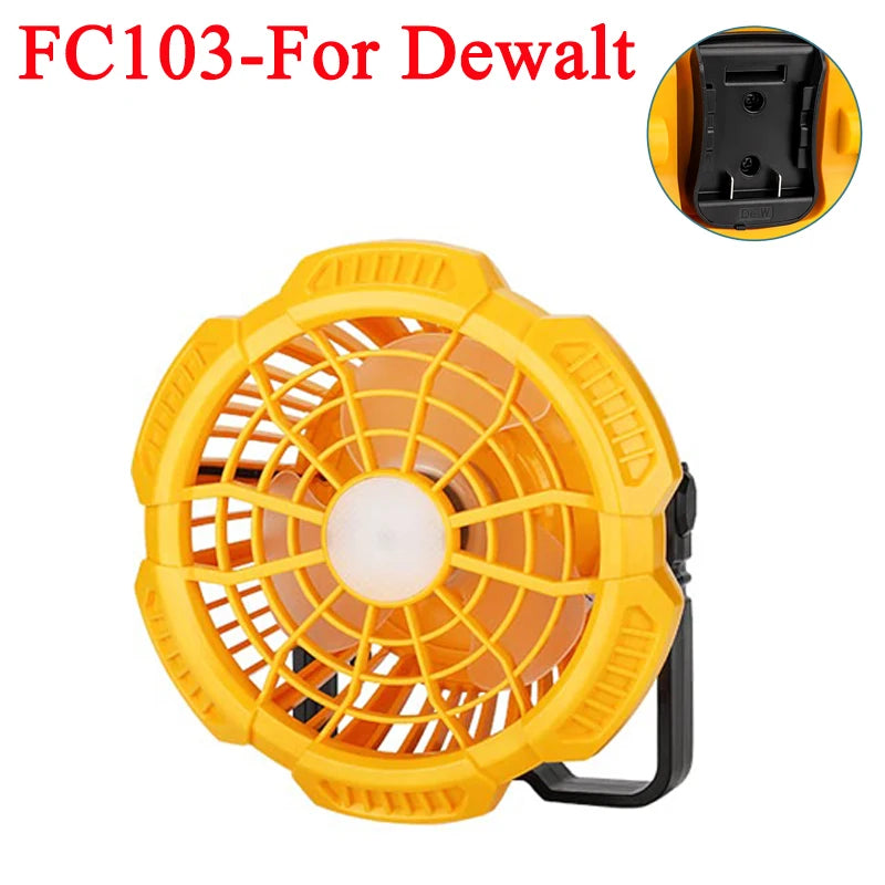 Portable Cordless Fan Rechargeable Camping Fan for Dewalt 20V Batteries with Remote Control Ideal for Maintenance and Job Sites Vue DW-FC103