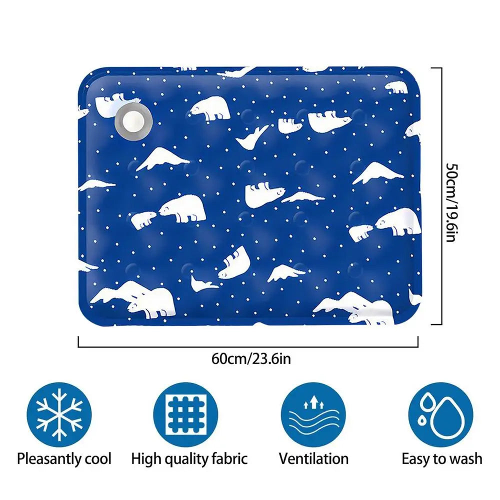 50x60cm Pet Cooling Mat Washable Foldable Water-Activated Leakproof Cat Sleeping Cooling Mat for Dog Puppy Kitten Small Animals Vue B