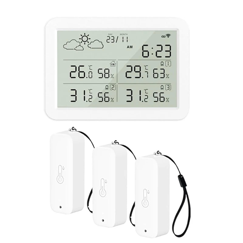 Tuya WiFi Smart Weather Station – Temp & Humidity Sensor Smart Weather Station Vue 1 set