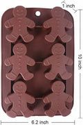 6-Cavity Gingerbread Man Silicone Mold for Christmas Chocolate, Suitable for Chocolate, Muffins, Candy, Cupcakes, and Baking Vue 1pcs