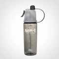 Spray Misting Water Bottle Portable for Outdoor Sports Summer Cooling Hydration Plastic Cup for Men Women Travel Vue 601-700ml Black