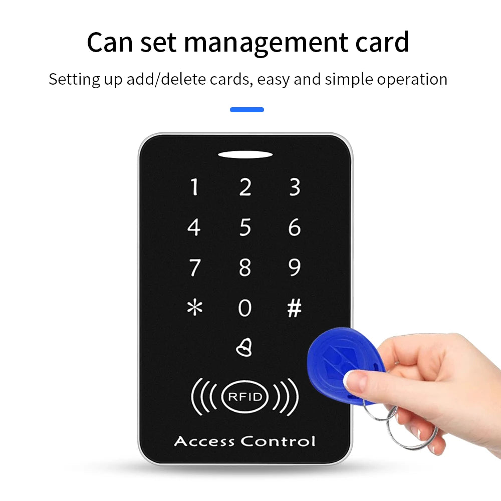 Smart RFID Anti Duplication Card Reader 125KHz ID Access Control Keypad Encrypted Card Reader With Interface 1000 Users Vue