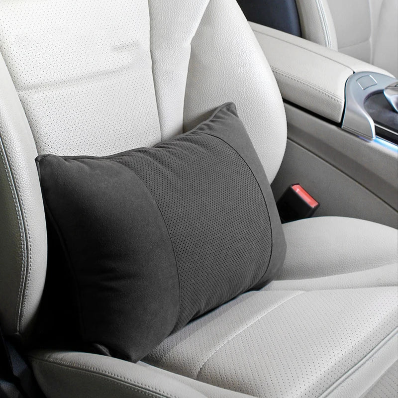 Luxury Breathable Car Neck Pillow For Mercedes Benz S-Class Maybach Soft Headrest Suede Leather Auto Lumbar Pillows Interior Vue