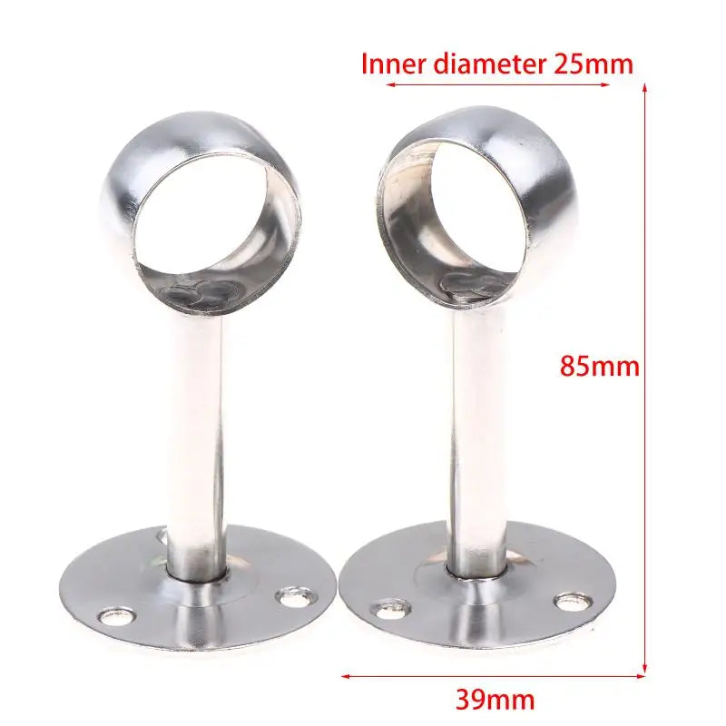 2Pcs Stainless-Steel Flange Rod Holder 19/22/25MM Ceiling Mount Curtain Rod Bracket Shower Curtain Rod Holder Pipe Flange Socket Vue 25