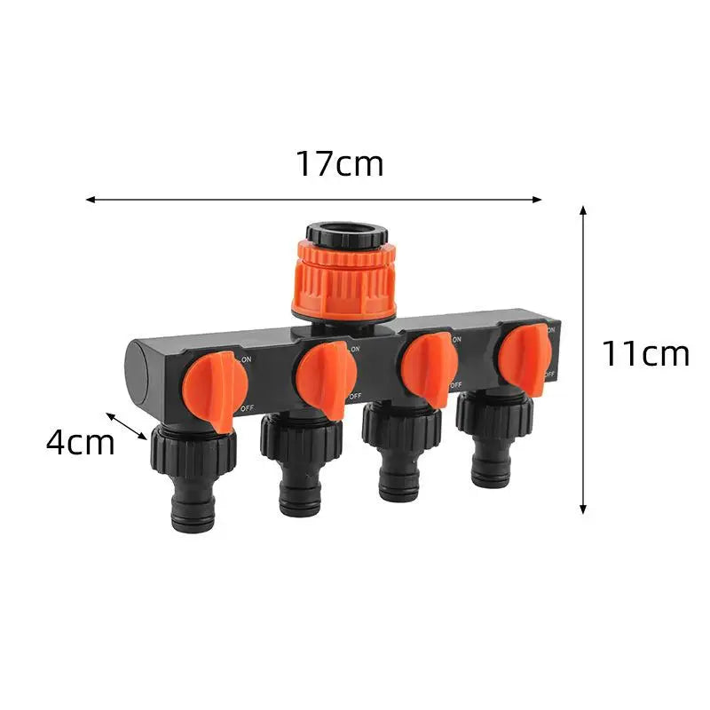 Drip Irrigation System Tap Splitter 4 Way Leakproof Connector for Garden Lawn Water Pipe Quick Installation Vue