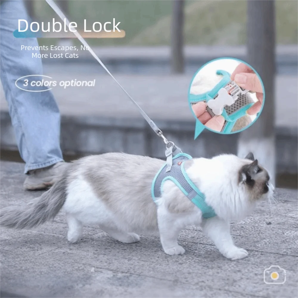 Anti-Breakage Pet Harnesses and Leashes Set Reflective Breathable Vest-Style Harness Anti-Break-Free Soft Mesh Vue