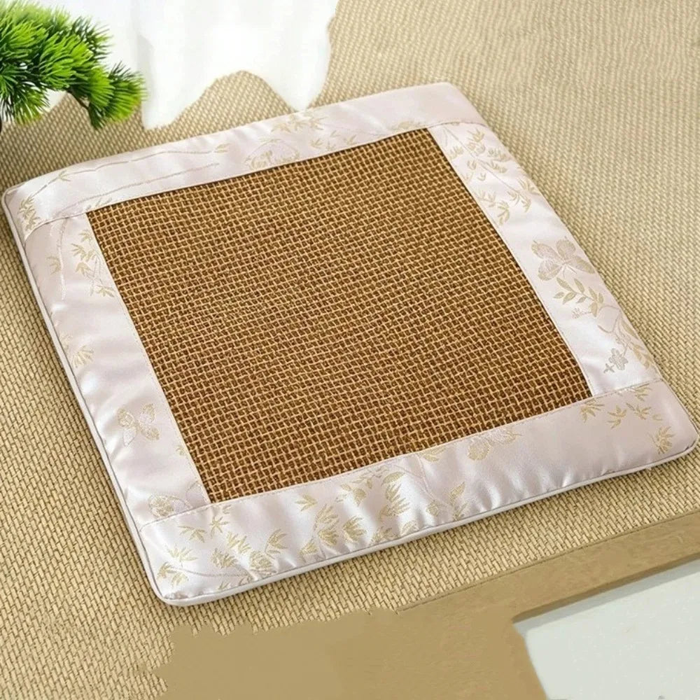 Simple Modern Thickened Summer Cooling Mat Breathable Japanese Style Rattan Weaving Seat Cushion Non Slip Soft Chair Pad Car Vue Pink