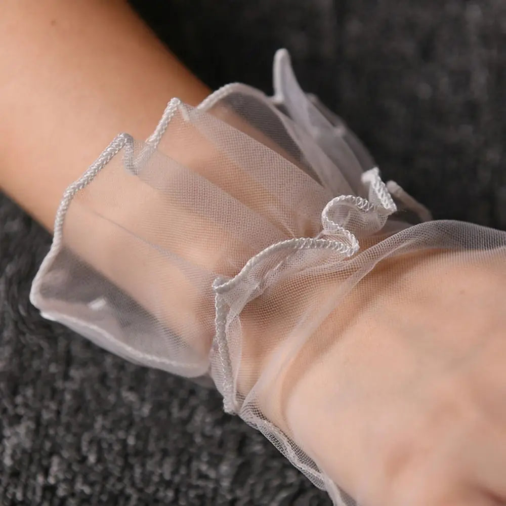 Elastic Transparent Women Tulle Gloves Ultra Thin Short Gauze Lace Vue