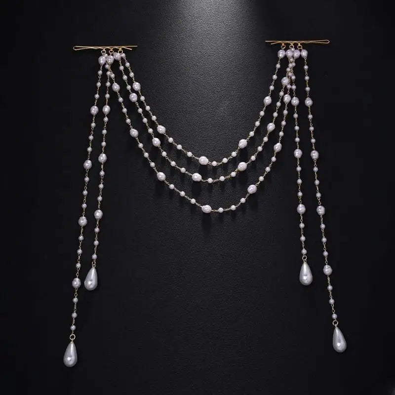 Pearl Tassel Beaded Hair Clip - Retro Elegant Versatile Pin Hair Accessory Vue A2