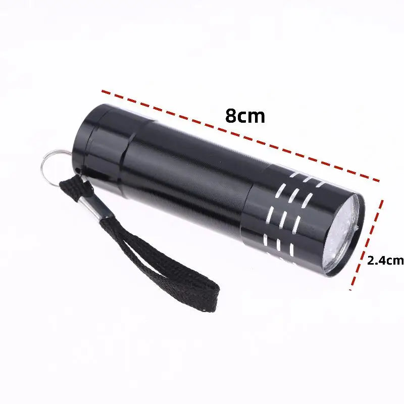 1Pcs 50LM 395nm Mini UV Flashlight, Compact 9 LED Outdoor Lighting Tool, Portable Black Light for Hiking Vue