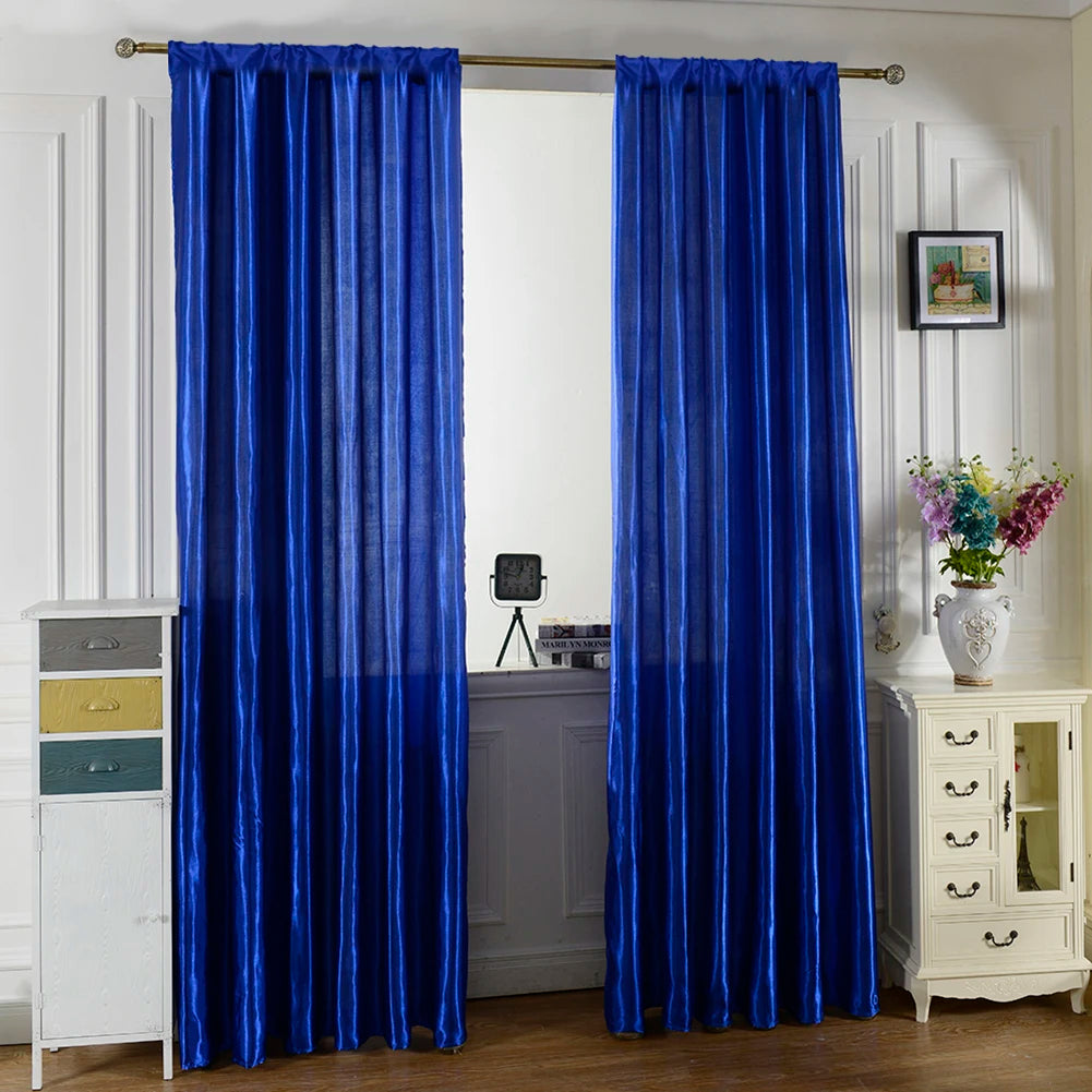 Modern Satin Solid Color Semi-Sheer Window Curtain Panel Window Curtain Panel Vue