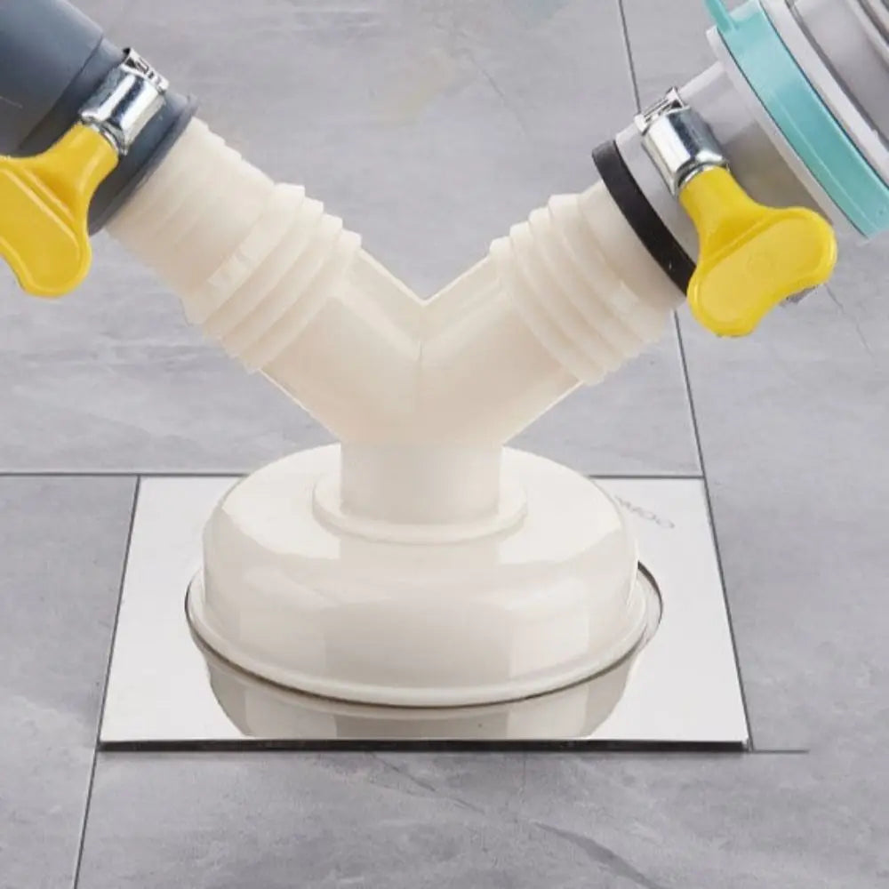 Dual-Interface Washing Machine Drain Tee Dual-Purpose Anti-Return Floor Drain Joint Pipe Connector Two-In-One Drain Pipe Tee Vue