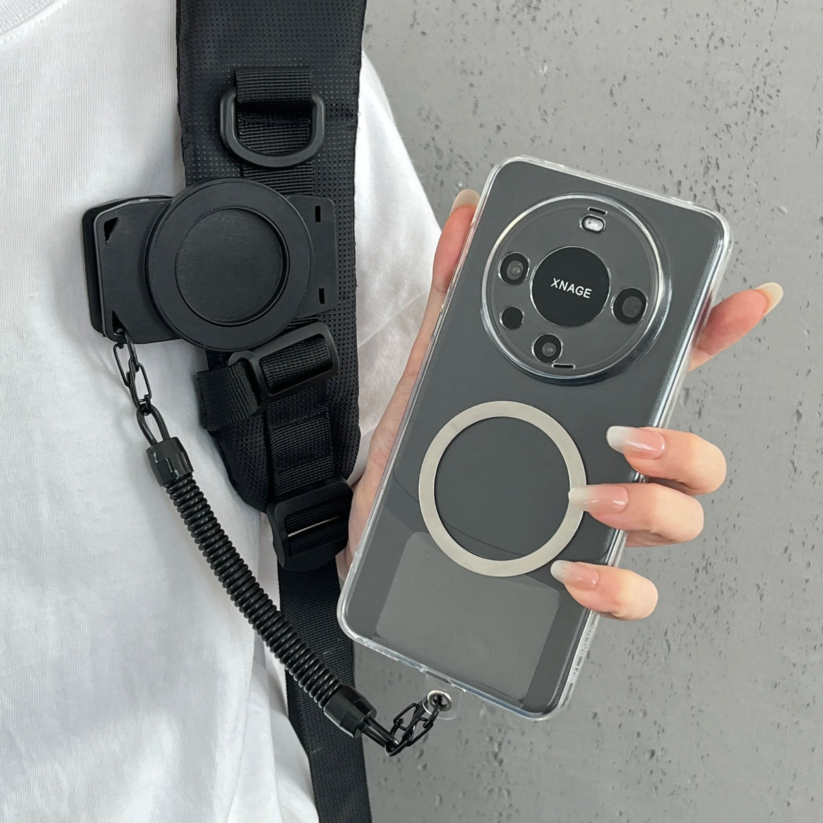 Free Hands Magnetic Belt Clip Holder Mobile Phone Holder Backpack Clip Metal Hook Spring Rope For Magsafe iPhone Accessories Vue