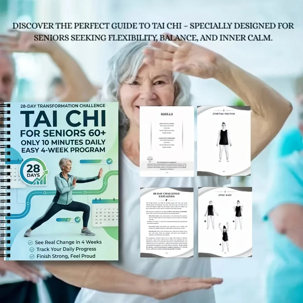 Tai Chi for Seniors 60+ 28-Day 10 Mins Daily Program Spiral Bound Beginner Friendly Guide Book for Balance Fitness Exercise Vue