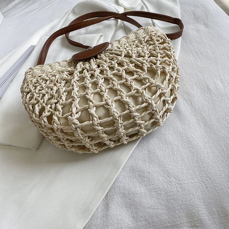 Fashion Straw Shoulder Messenger Bags Women's Hollow Designer Luxury