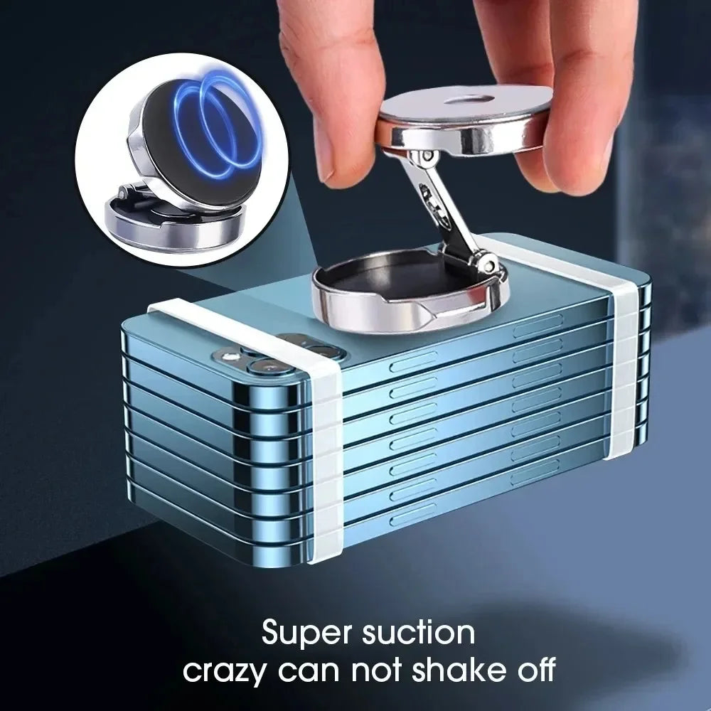 Car Mobile Phone Stand 720 Degree Rotation Metal Magnetic Suction Foldable Round Bracket Support for Universal Phones Holder Vue