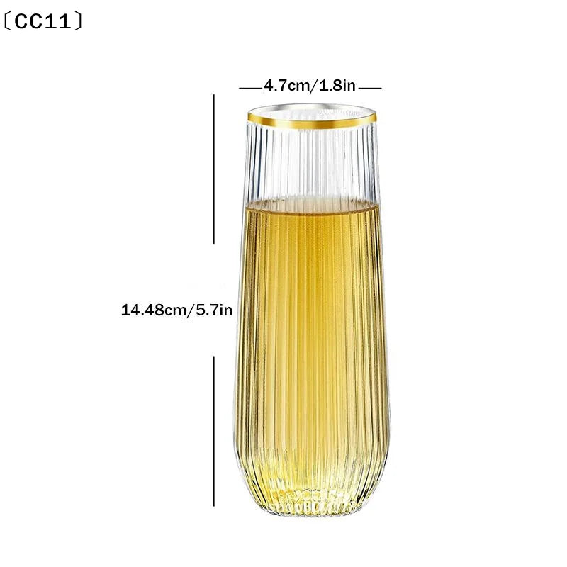 1/5 Pcs Plastic Transparent Ribbed Wine Glasses Disposable Stemless Wine Glasses Plastic Cocktail Glasses For Unbreakable〔CC11〕 Vue