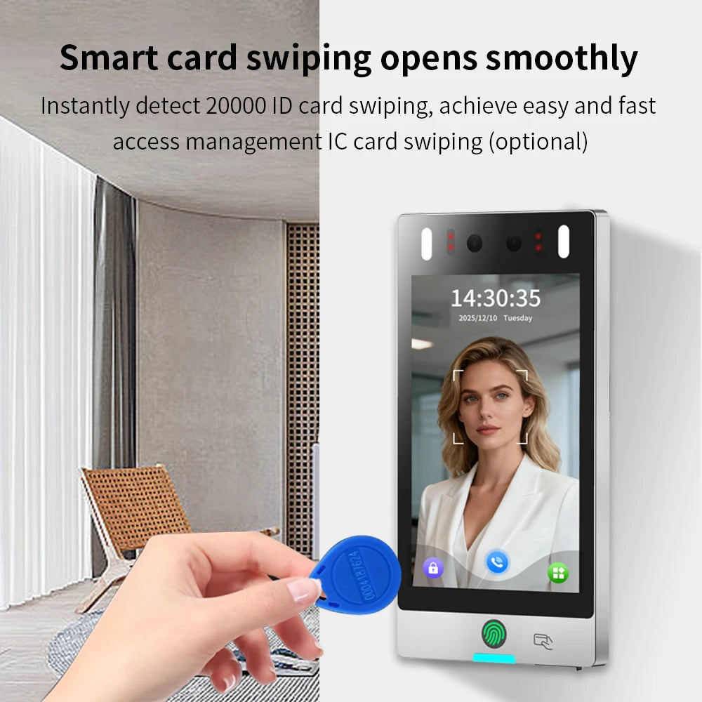 Asia Teco 8inch 20000user RFID TCP/IP WIFI Dynamic Face Recognition Access Control Time Attendance Machine Free Cloud Api Ai801 Vue